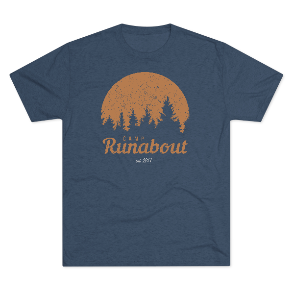 Camp Runabout Timberline Tee with mountain-inspired design printed on lightweight tri-blend fabric.