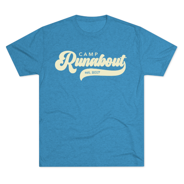 Camp Runabout Varsity Tee featuring a collegiate-style graphic printed on soft tri-blend fabric.