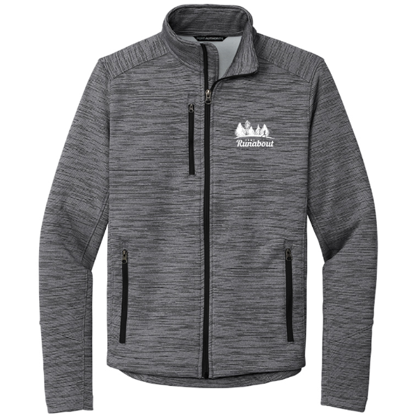 Men’s Camp Runabout Horizon Fleece Jacket with embroidered logo and subtle digital stripe pattern.